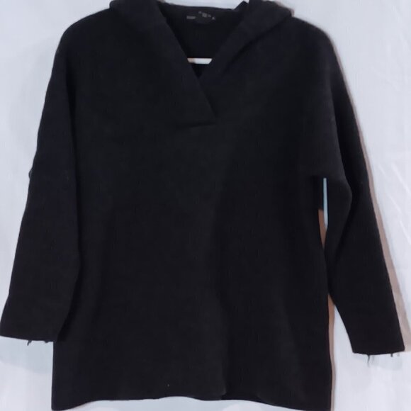Banana Republic Womens Hooded Wool Sweater Size S Pullover Dark Heather Grey - Picture 1 of 7